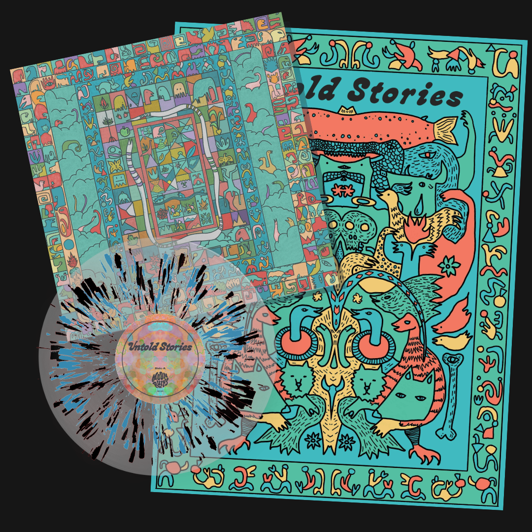 An image of the vinyl record, jacket, and poster
